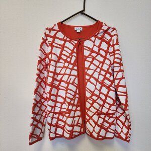The Look 2pc Tank Jacket M Orange Abstract Cardigan Chic Granny Beach Summer